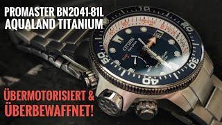 Citizen Titanium Promaster Aqualand Eco-Drive Tiefenmesser BN2041-81L 200m Diver review deutsch blau