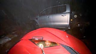 Winter Camping In Severe Wind Snow and Rain Storm