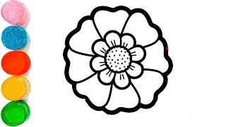 How to Draw a Flower Easy | Rainbow flower Drawing for kids
