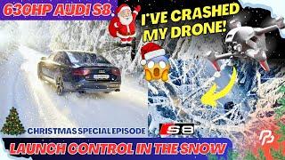 Audi S8 Quattro Playing In The SNOW ️ LAUNCH CONTROL EPIC DRONE CRASH! | Christmas Special 