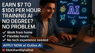 Earn $7–$100/Hour from Home | No English Needed | Outlier AI Hindi Jobs @Click2EarnDigitalHub