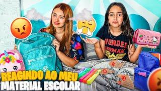 MINHA MÃE REAGINDO AO MEU MATERIAL ESCOLAR! ELA NÃO GOSTOU DO QUE VIU! - CANAL DA BELINHA