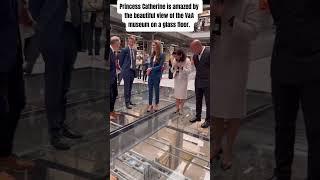 Princess Catherine is amazed by the beautiful view of the V&A museum on a glass floor.