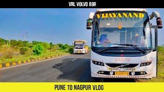 PUNE TO NAGPUR BUS JOURNEY BY VRL B9R MANUAL MULTI AXLE BUS | CABIN RIDE | MONSOON BUS JOURNEY 