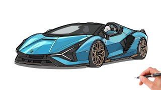 How to draw a LAMBORGHINI SIAN / drawing lambo sian roadster step by step