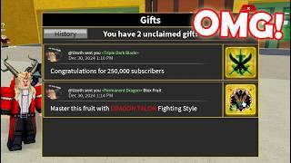 OMG!.. Admin UZOTH Gifted me this for 250,000 subscribers! Blox Fruits