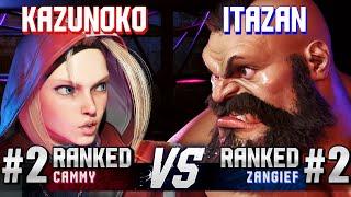 SF6 ▰ KAZUNOKO (#2 Ranked Cammy) vs ITAZAN (#2 Ranked Zangief) ▰ High Level Gameplay