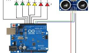 Distance meter with 6 LEDs using arduino and ultrasonic sensor (with code)