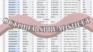 Reading Spreadsheet Update for October - what I do at the end of each month for my reading tracker