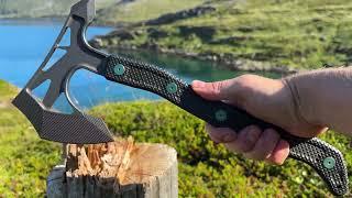 Jake Hoback Knives Ps2 tomahawk black with Green hardware Showcase Video Retake