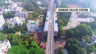 Aerial view of Pune Metro work progress from Vanaz to Civil Court Route - November 2020