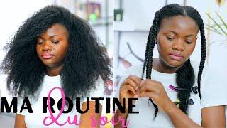 ROUTINE du soir sur CHEVEUX NATURELS CRÉPUS || TRESSES à faire le soir sur cheveux AFRO crépus