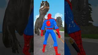 Spider man sword vs Dinosaur T-rex #spiderman #dinosaur #dinosaurs