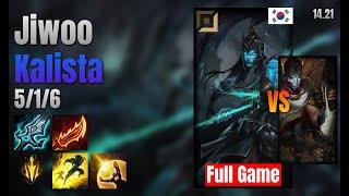 Jiwoo Adc Kalista vs Jhin lol KR solo rank Full Game 14.21