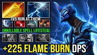 WTF +225 Flame Radiance Burn DPS 1v5 Unkillable Max Spell Lifesteal Electro Right Click Razor Dota 2