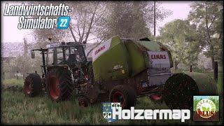 LS22 HOLZERMAP mit TerraLife+ Unterreiter Hof #015 Ballen Pressen mit der Rollant von CLAAS