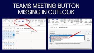 Teams Meeting Button Missing in Outlook |  How To Add Microsoft Teams in Outlook