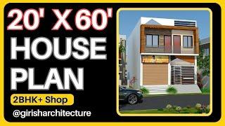 20*60 feet House Plan || 20 by 60  Ghar Ka Naksha || 20*60 Home Plan with shop | Girish Architecture