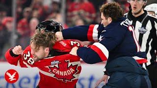 Multiple brawls break out during heated USA v Canada hockey match