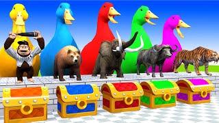 5 Giant Duck, Monkey, Lion, chicken, Super BOOM Animals 4D, Sheep, Transfiguration funny animal 2023