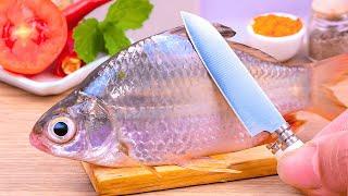 MOST AMAZING Small Fish Recipes | Miniature Full Fish fry Recipe in Mini Kitchen | Hana Mini Cooking