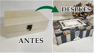 Decoupage con calor / CAJA de madera DECORADA VINTAGE