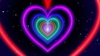 Neon Lights Love Heart Tunnel of Abstract Fast Movement Glow 4K TikTok Trend Background