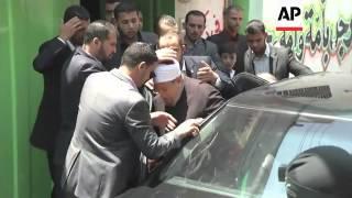 Islamic scholar Yusuf al-Qaradawi attends prayers in Gaza