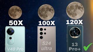 S24 ultra vs Vivo V40 Pro vs Realme 13 Pro plus Zoom test | Daylight & Moon Zoom