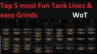 Top 5 most Fun & easy to grind Tank Lines in the Tech Tree [World of Tank / WoT]