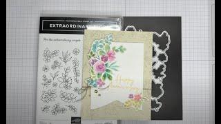 Stampin’ Up! Extraordinary Flora Anniversary Card Tutorial #diy #papercrafting #washitape #handmade