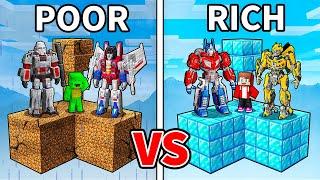 JJ and Mikey: POOR vs RICH Transformers Skyblock Battle in Minecraft - Maizen