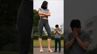 Watch Short Girl Transform into Tall Girl, and She Torn Her Shoes  #tallgirl #tallwoman #giantess