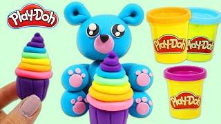 How to Make a Cute Play Doh Bear & Rainbow Cupcake Swirl!