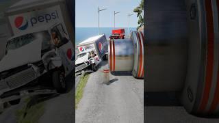 Cars & Ambulance Van vs Giant Pit Bollards Crash - BeamNG.Drive