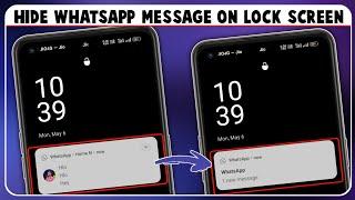 Redmi/Poco Hide Whatsapp Messages On Lockscreen|Whatsapp Message Notification Hide Kaise Kare Redmi