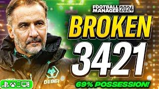 *New* BROKEN 3421 FM24 Tactic! | 69% POSSESSION! | Best FM24 Tactics