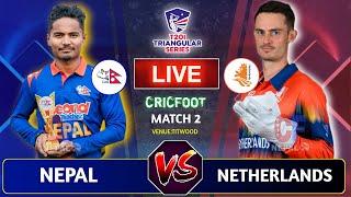 Nepal vs Netherlands Cricket Live Score & Commentary | T20i Tri Series 2nd Match | Cricfoot Nepal