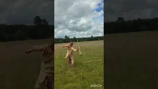 range testing weapons in the mesolithic #survival #bushcraft #hunting #spearthrower #viral