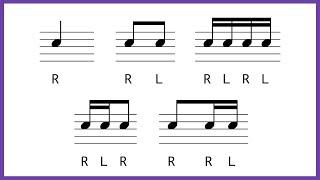 Basic rhythms with sticking for drums 