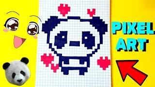 KAWAII PANDA  PIXEL ART HOW TO DRAW ! МИЛАЯ ПАНДА РИСУЕМ ПО КЛЕТОЧКАМ !Handmade Pixel Art  Easy