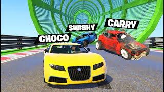 WINNING GTA 5 RACE BY BOOLING EVERYONE @CarryisLive @DaddyCool7 Gareeb, Aang , Siwshy and Potato