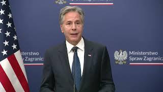 WATCH: Blinken speaks to media with Poland's foreign minister after Ukraine meeting