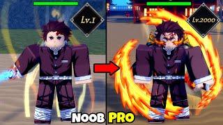 Beating Demon Blade as Tanjiro! Lvl 0 to Max Lvl 2000 Noob to Pro in Demon Blade!