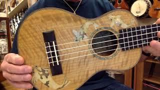 Ukulele Mania Demo, "Here Comes the Sun" on Alulu Shell Inlay Maple Concert #5477