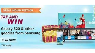 Amazon Quiz Answers | Tap and Win Great Indian Festival Win Samsung Galaxy S20 | 15 October FunZone