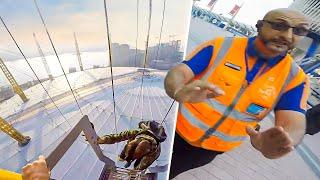 INSANE SECURITY ESCAPE!! O2 ARENA SUNRISE CLIMB