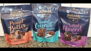 Niagara Chocolates: Peanut Butter Cups, Toasted Coconut Clusters & Salted Almond Clusters Review