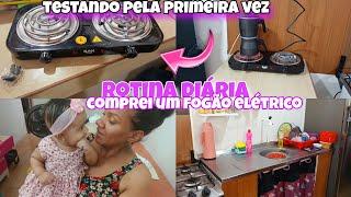 COMPREI UM FOGÃO ELÉTRICO/COZINHEI NELE PELA PRIMEIRA VEZ/LIMPEZA E ORGANIZAÇÃO NA CASA.#viralvideo