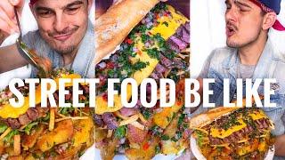 Small Cheese Steak sandwich with chimichurri potatoesStreet food be like|CHEFKOUDY